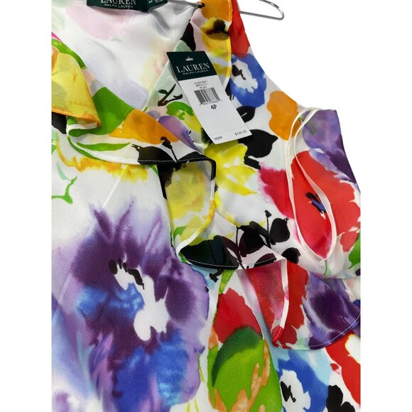 Lauren Ralph Lauren Womens yellow blue Floral Sleeveless Dress size 4P SKU 9079 - Picture 5 of 12